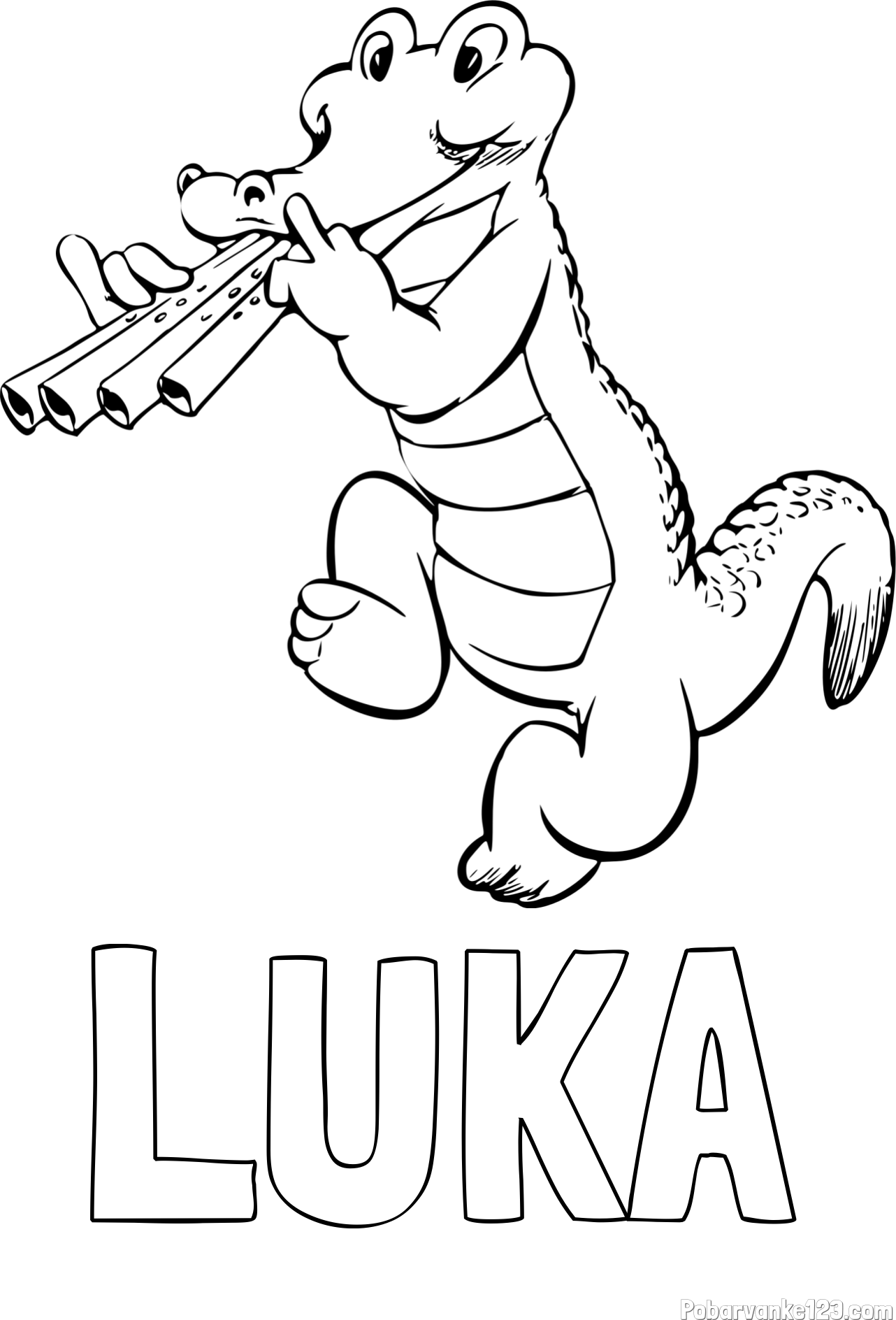 Pobarvanka imena LUKA in pobarvanka veselega krokodila