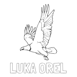 Online izdelana pobarvanka - Pobarvanka imena LUKA OREL in pobarvanka orla v letu