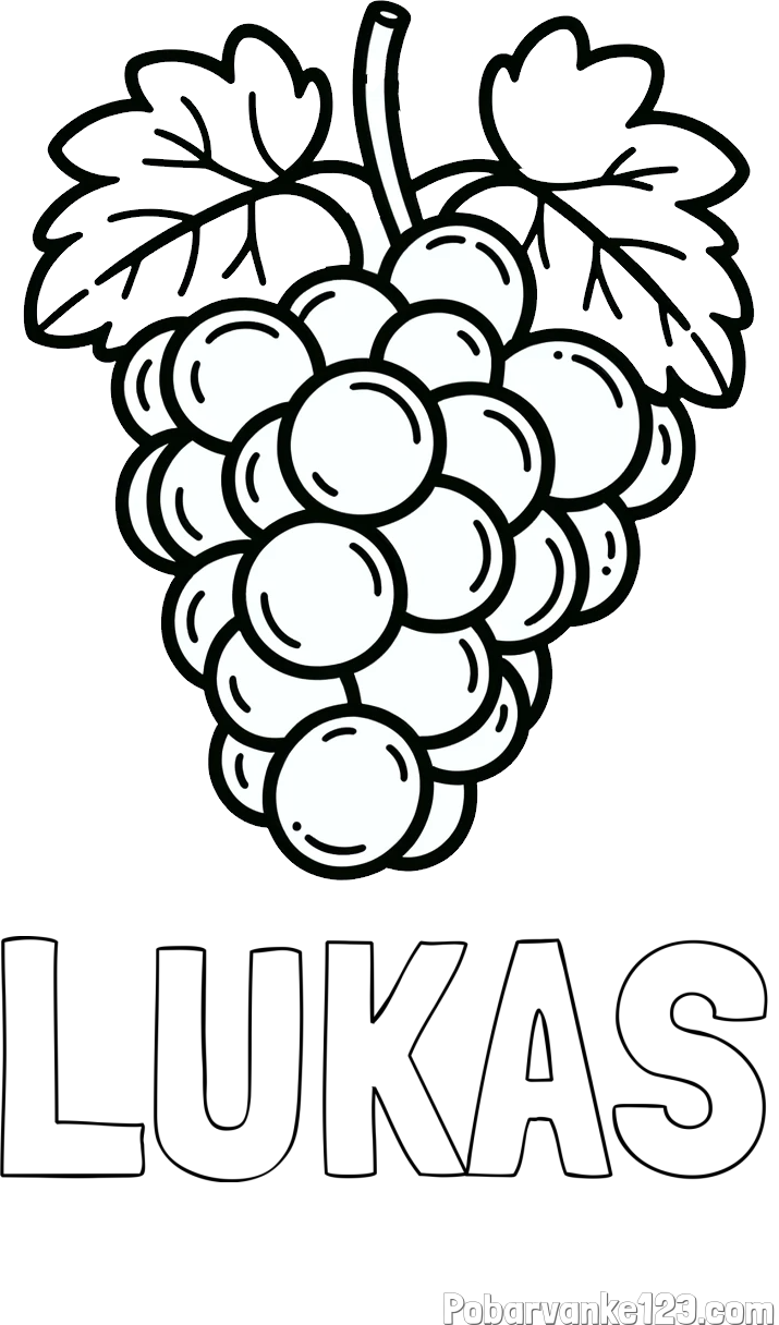 Pobarvanka imena LUKAS in otroška pobarvanka grozdja