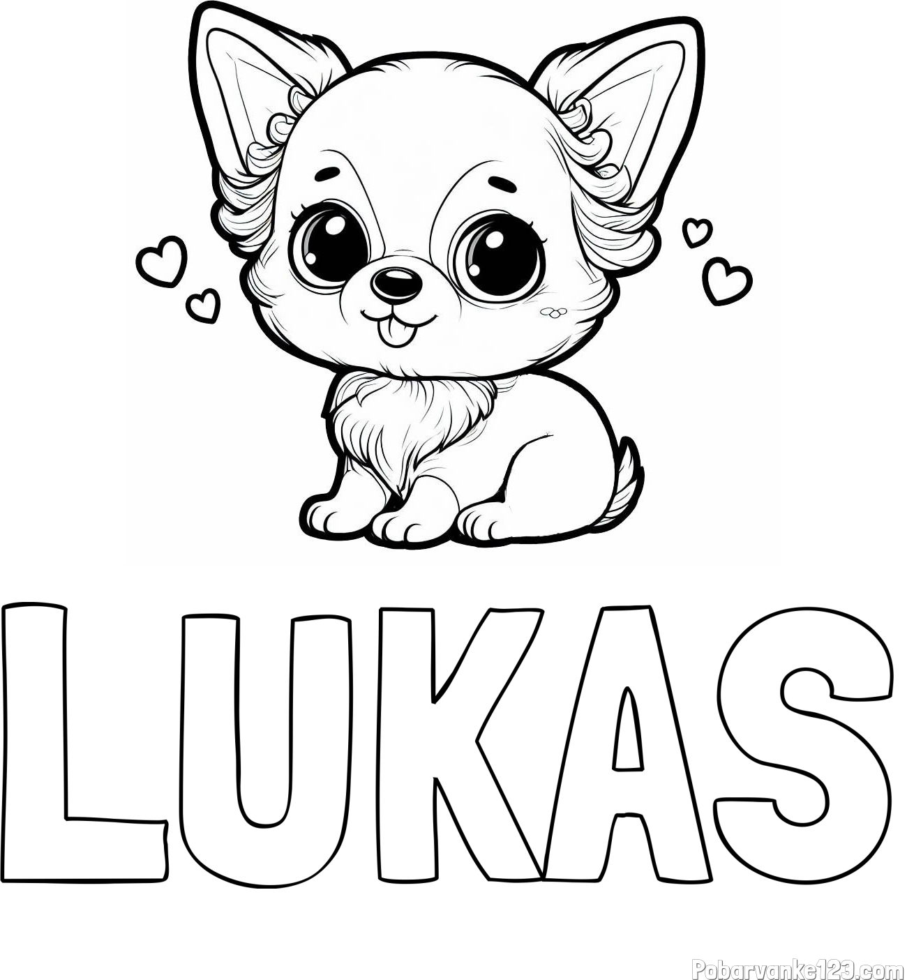 Pobarvanka imena LUKAS in pobarvanka čivave