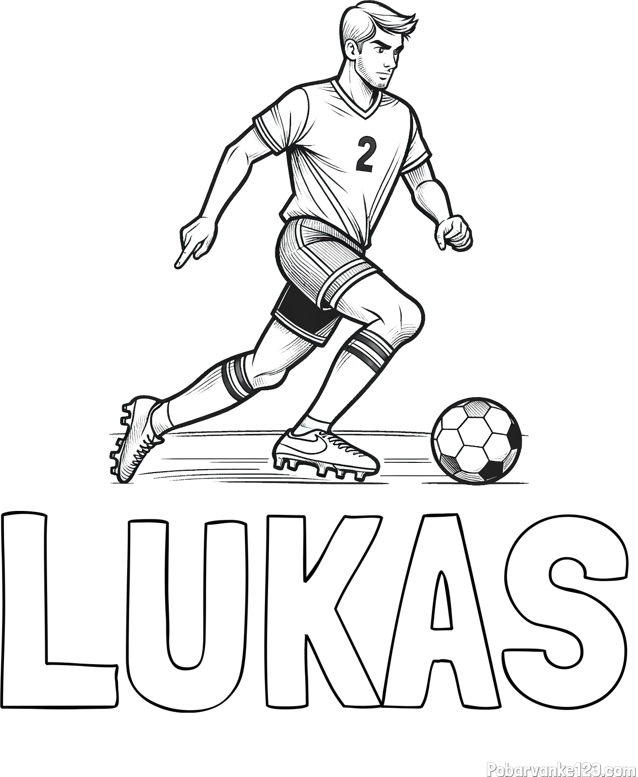 Pobarvanka imena LUKAS in pobarvanka nogometaša