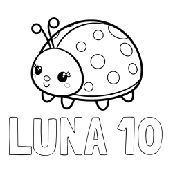 Online izdelana pobarvanka - Pobarvanka imena LUNA 10 in pobarvanka ljubke pikapolonice