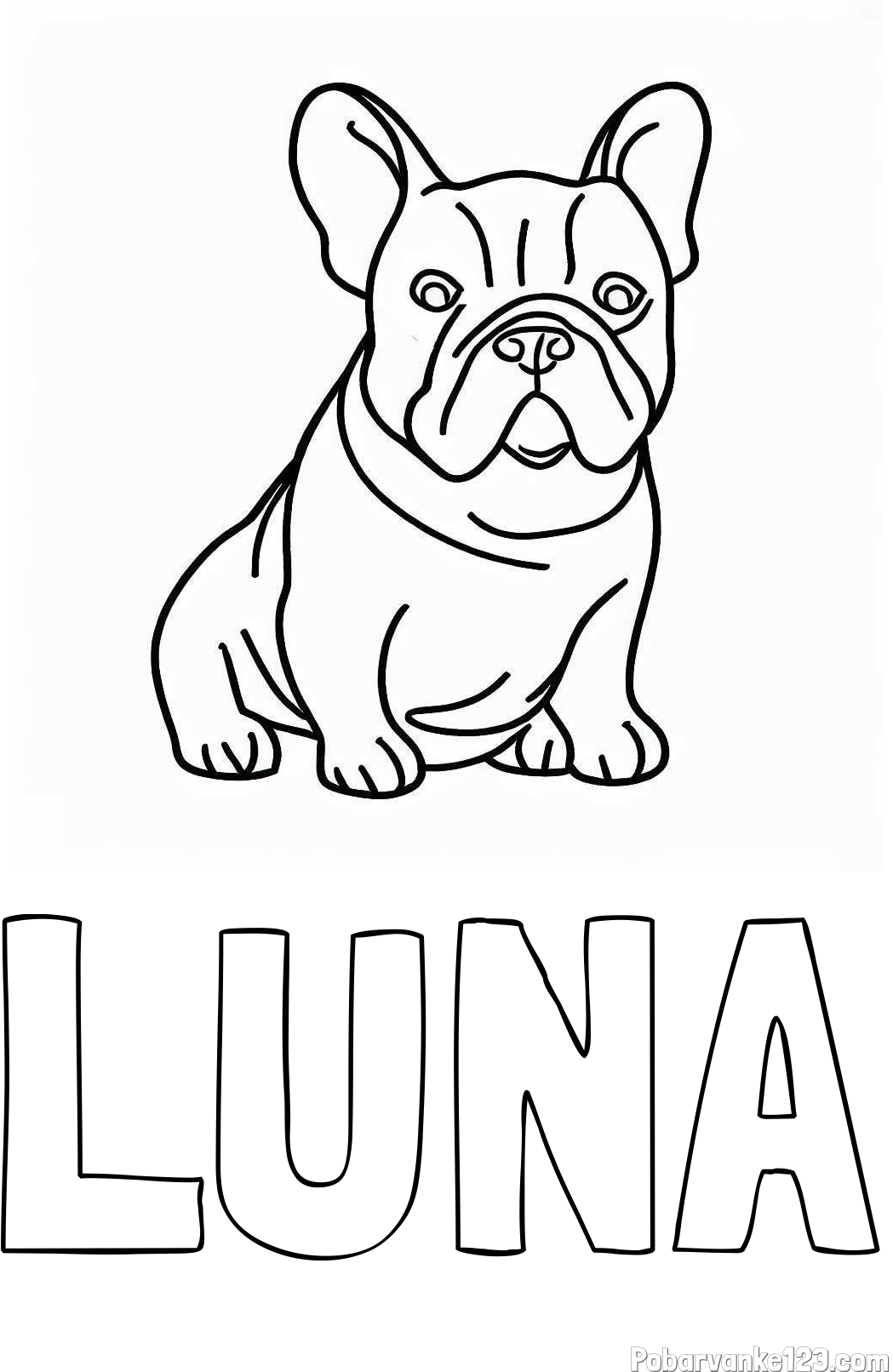 Pobarvanka imena LUNA in pobarvanka francoskega buldoga