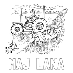 Online izdelana pobarvanka - Pobarvanka imena MAJ  LANA in pobarvanka traktor