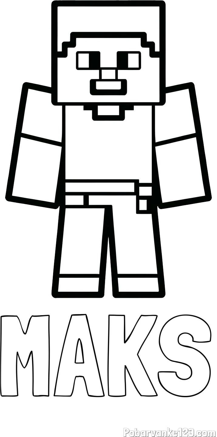 Pobarvanka imena MAKS in pobarvanka Minecraft figurice