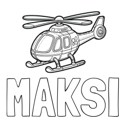 Online izdelana pobarvanka - Pobarvanka imena MAKSI in pobarvanka helikopterja