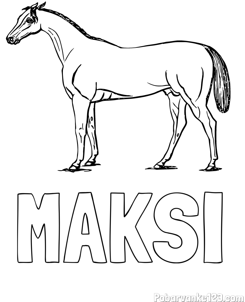 Pobarvanka imena MAKSI in pobarvanka konja