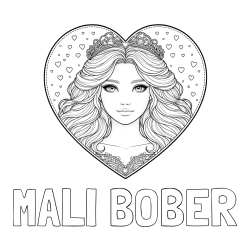 Online izdelana pobarvanka - Pobarvanka imena MALI BOBER in pobarvanka ljubke princese v srčku