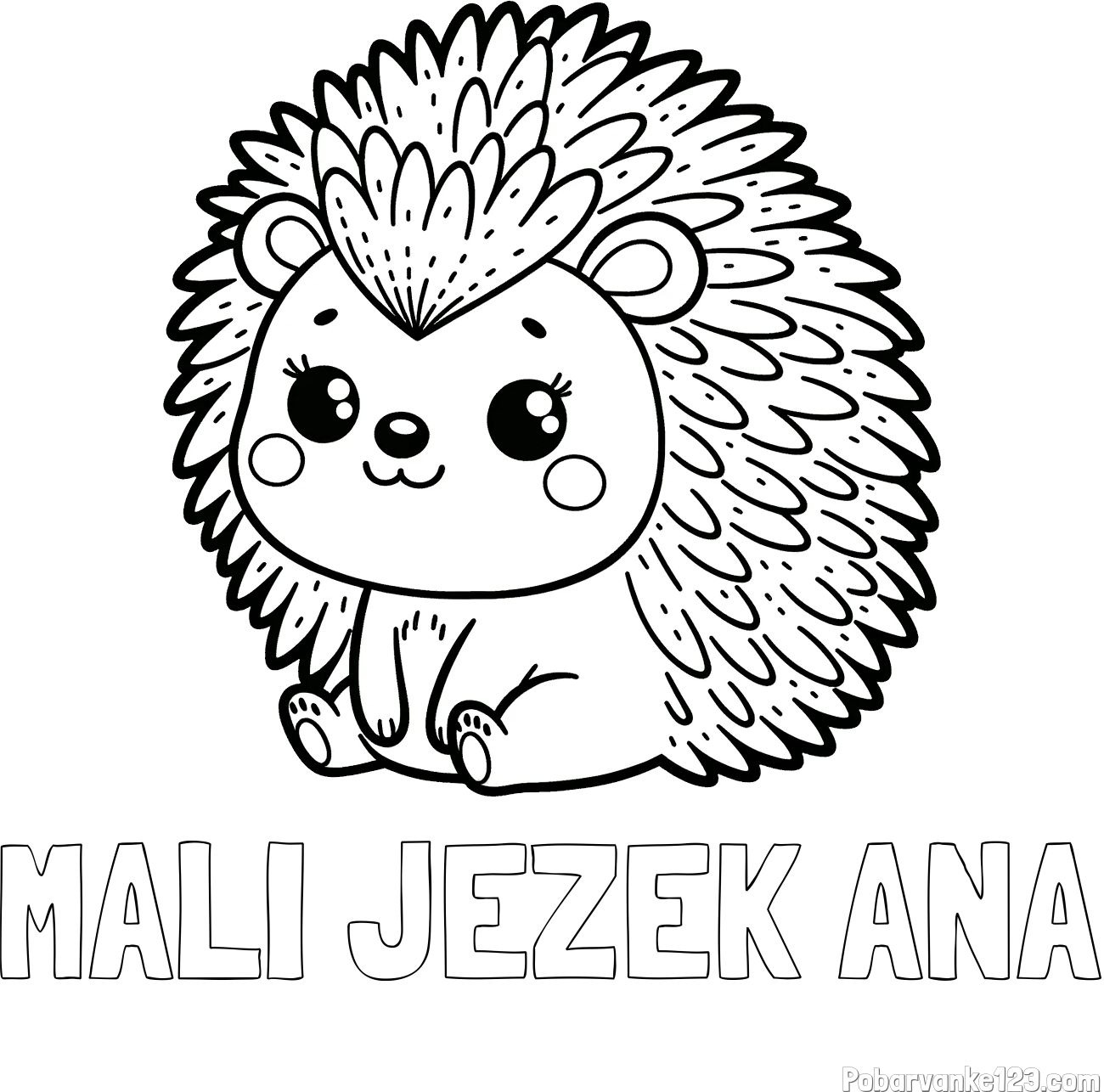 Pobarvanka imena MALI JEŽEK ANA in pobarvanka nasmejanega ježka