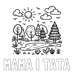 Online izdelana pobarvanka - Pobarvanka imena MAMA I TATA in preprosta otroška pobarvanka narave