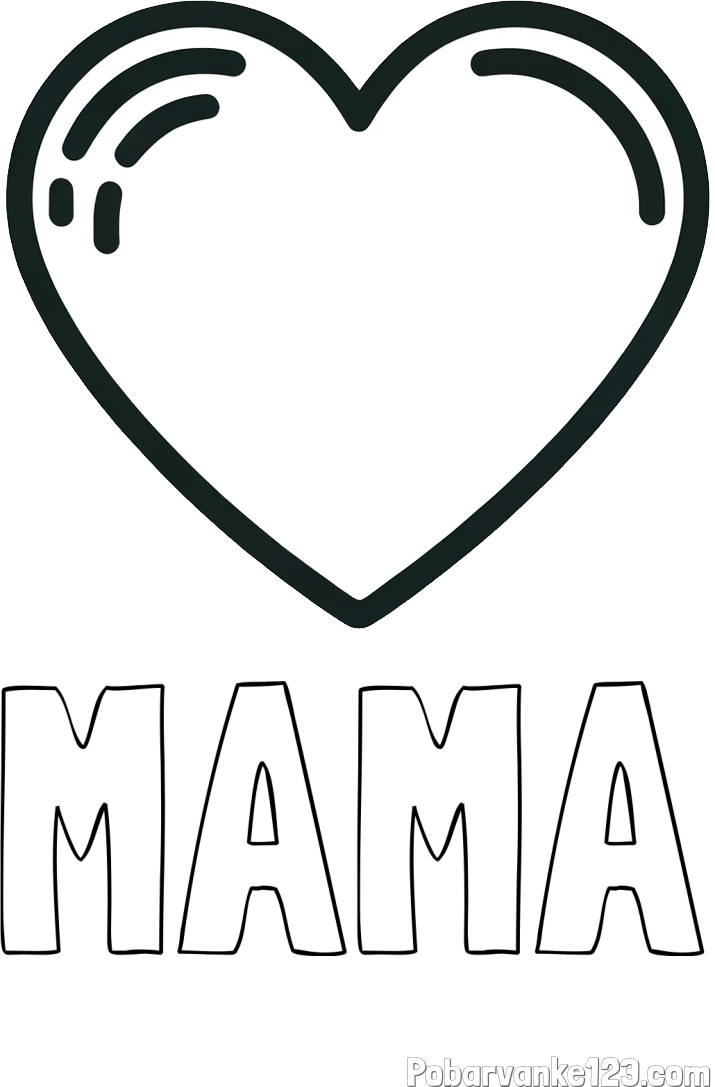 Pobarvanka imena MAMA in pobarvanka lepega srčka