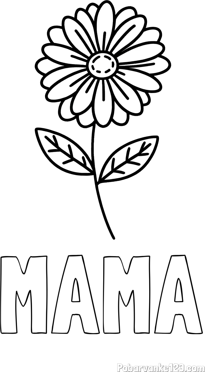 Pobarvanka imena MAMA in pobarvanka rožice