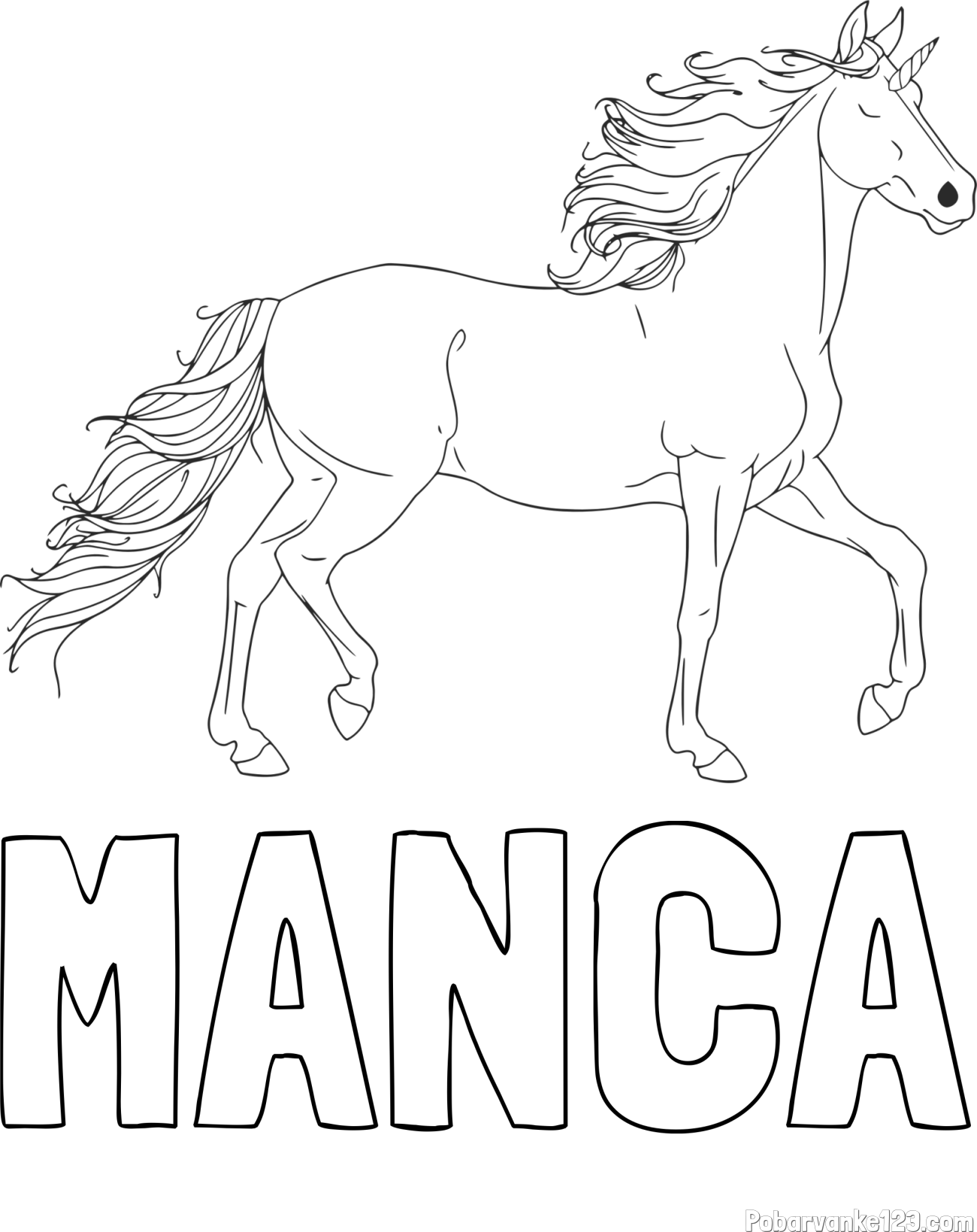 Pobarvanka imena MANCA in samorog