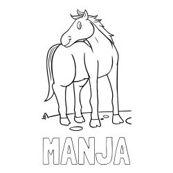 Pobarvanka imena MANJA in konjička