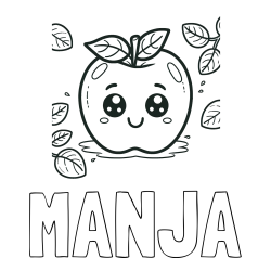 Online izdelana pobarvanka - Pobarvanka imena MANJA in pobarvanka nasmejane jabolke