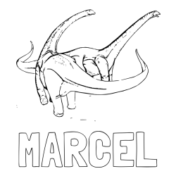 Online izdelana pobarvanka - Pobarvanka imena MARCEL in pobarvanka dinozavra Alamosaurus