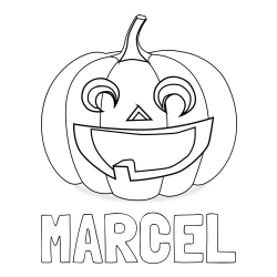Online izdelana pobarvanka - Pobarvanka imena MARCEL in pobarvanka nasmejane buče za noč čarovnic