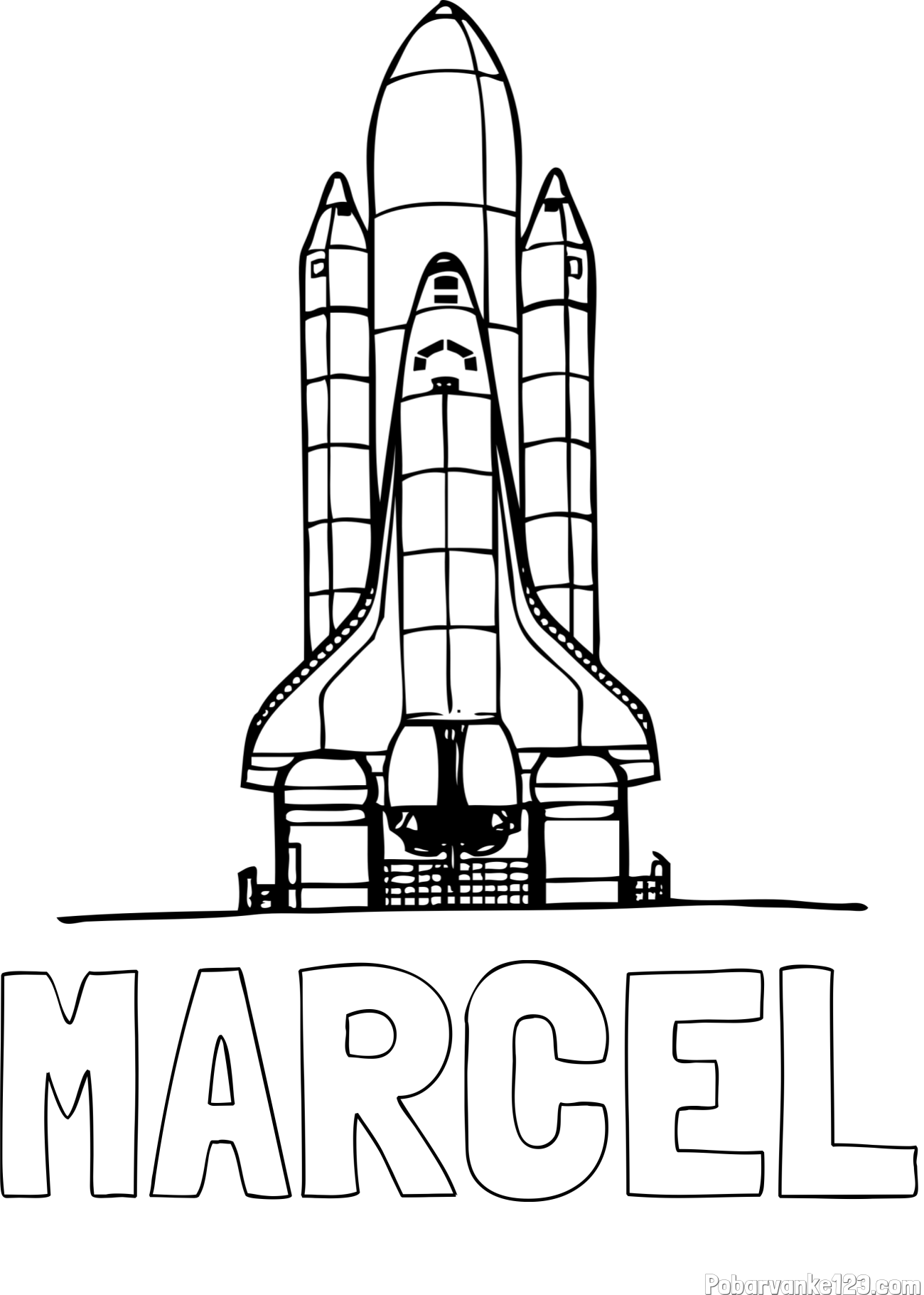 Pobarvanka imena MARCEL in pobarvanka vesoljskega plovila Space Shuttle