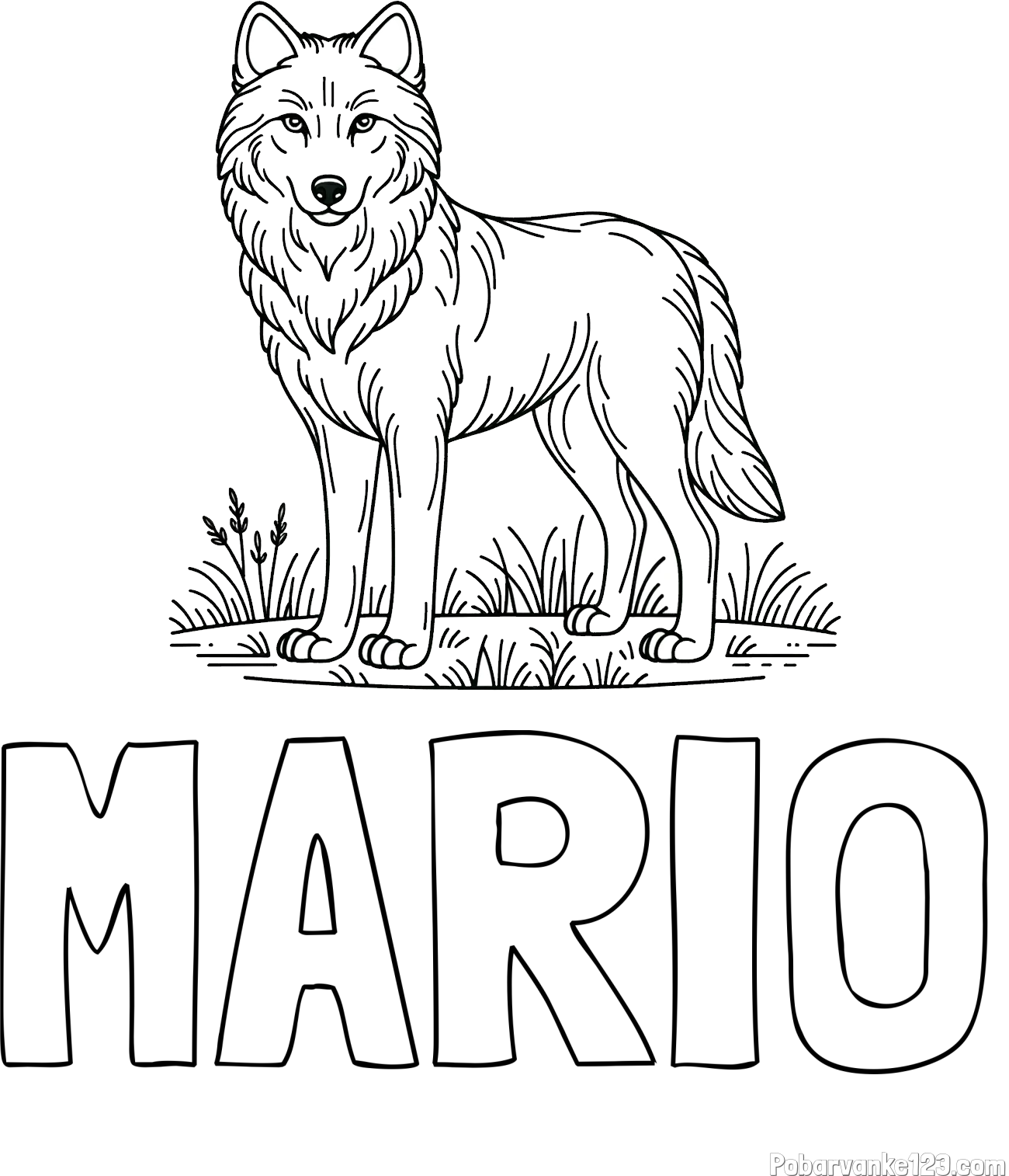 Pobarvanka imena MARIO in pobarvanka volka