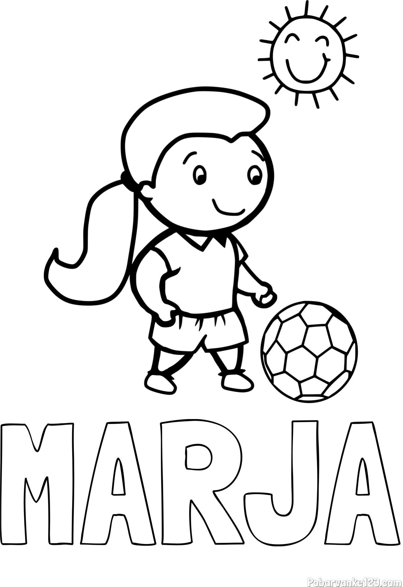 Pobarvanka imena MARJA in pobarvanka nogometašice