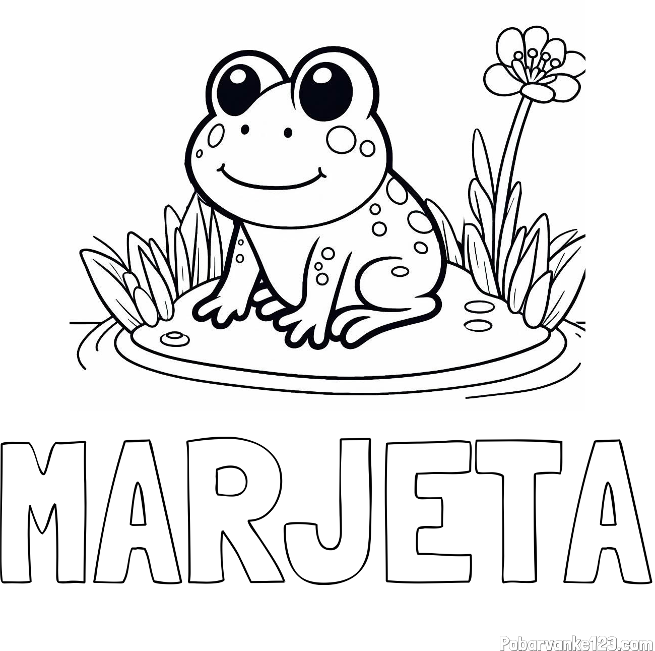 Pobarvanka imena MARJETA in pobarvanka žabe