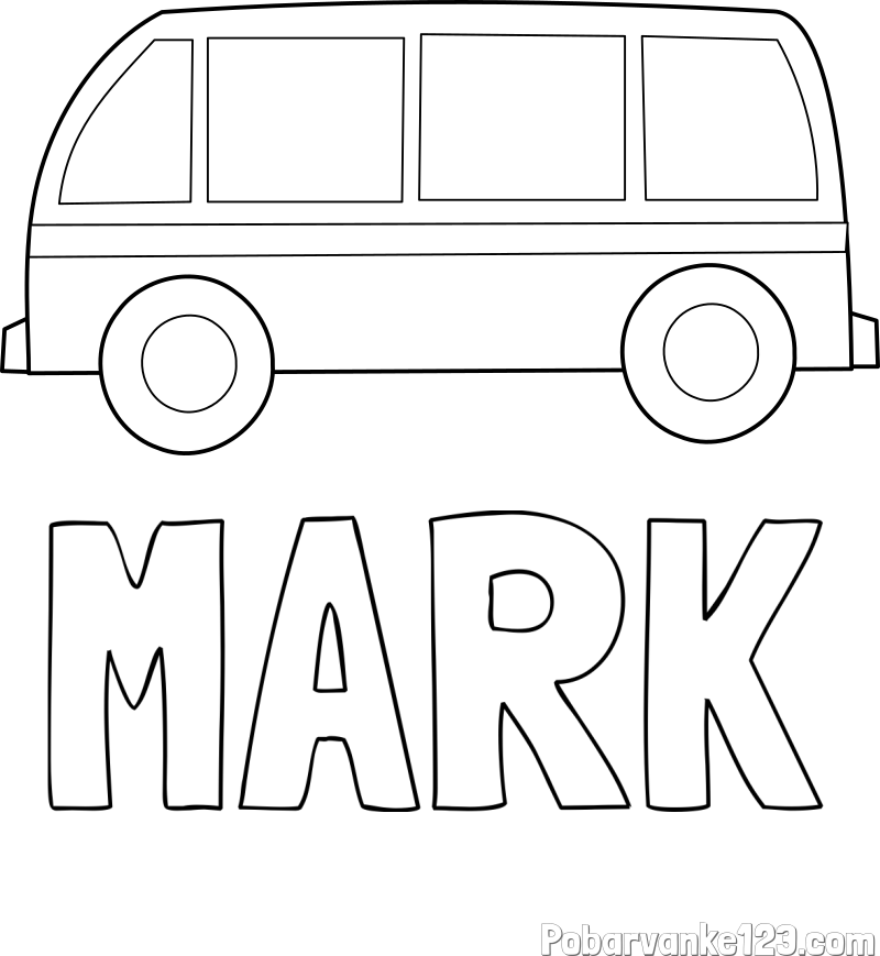 Pobarvanka imena MARK in avtobus