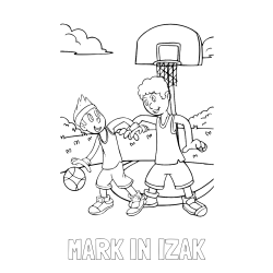 Online izdelana pobarvanka - Pobarvanka imena MARK IN IZAK in pobarvanka košarkarjev pri igri
