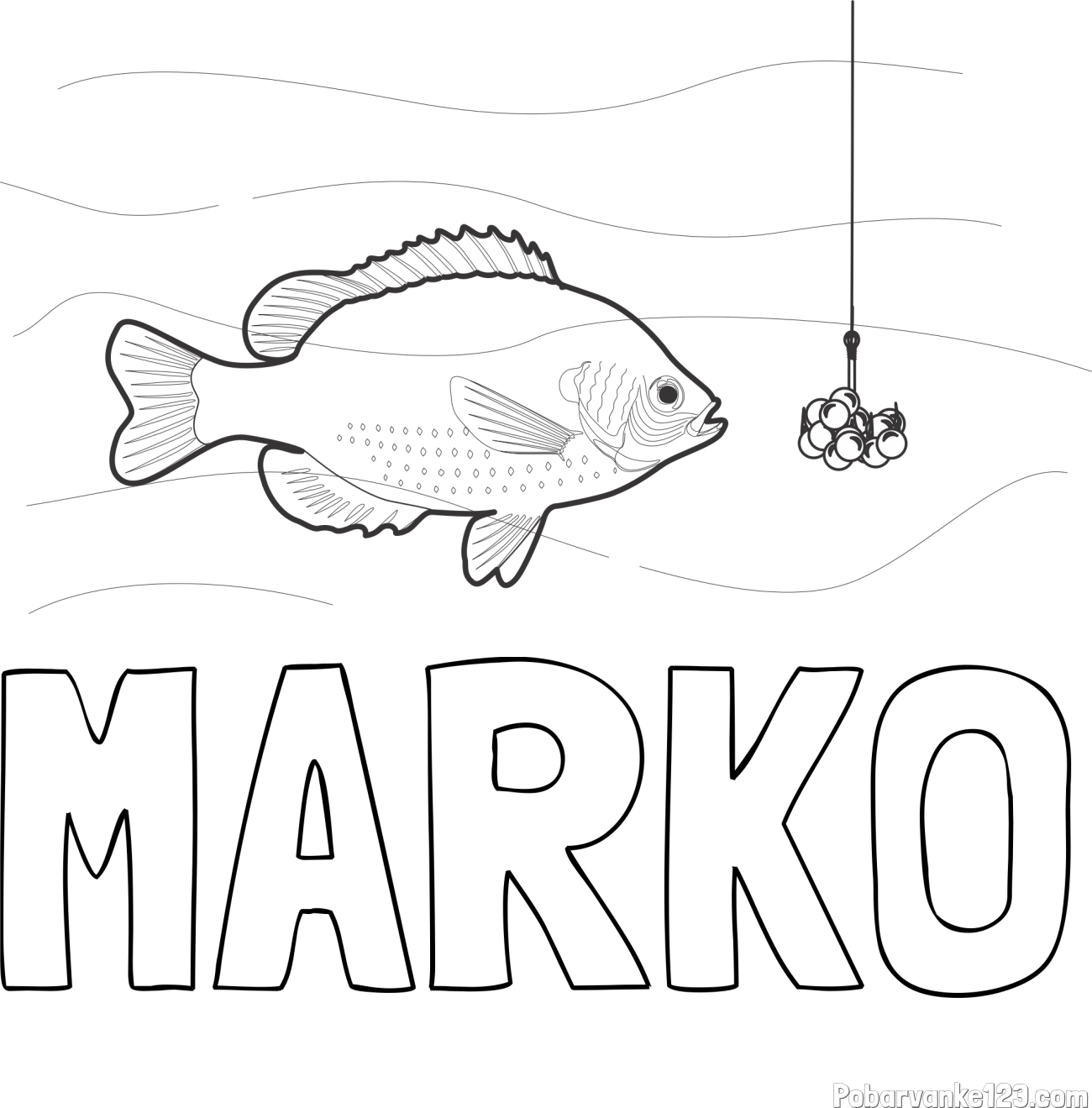 Pobarvanka imena MARKO in pobarvanka velike ribe