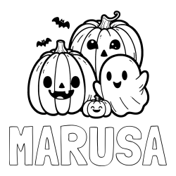 Online izdelana pobarvanka - Pobarvanka imena MARUŠA in pobarvanka duhca in buč za noč čarovnic