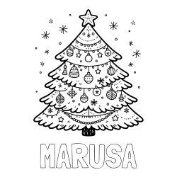 Online izdelana pobarvanka - Pobarvanka imena MARUŠA in pobarvanka novoletne jelke