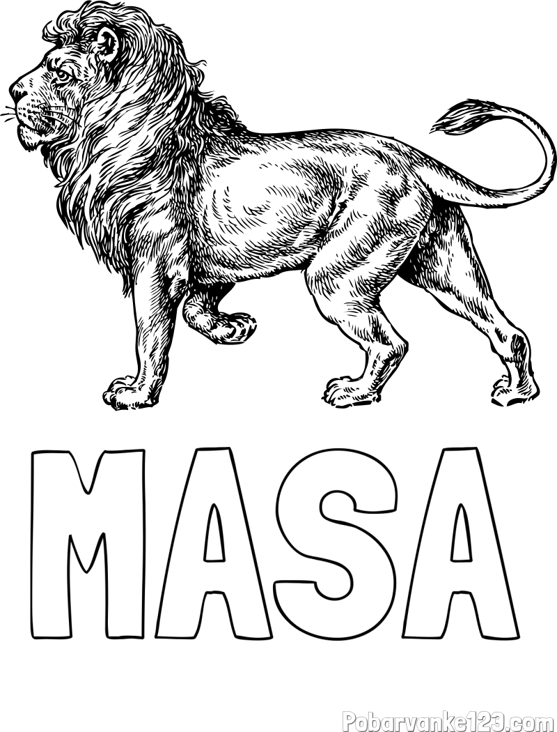 Pobarvanka imena MAŠA in pobarvanka leva