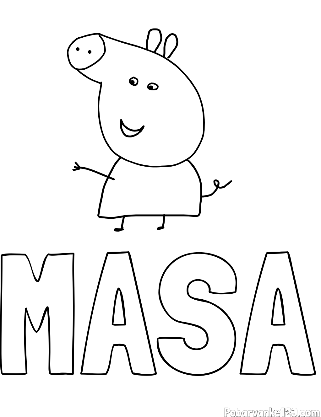 Pobarvanka imena MAŠA in pobarvanka pujse PEPE 🐽