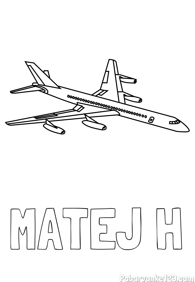 Pobarvanka imena MATEJ H in potniško letalo