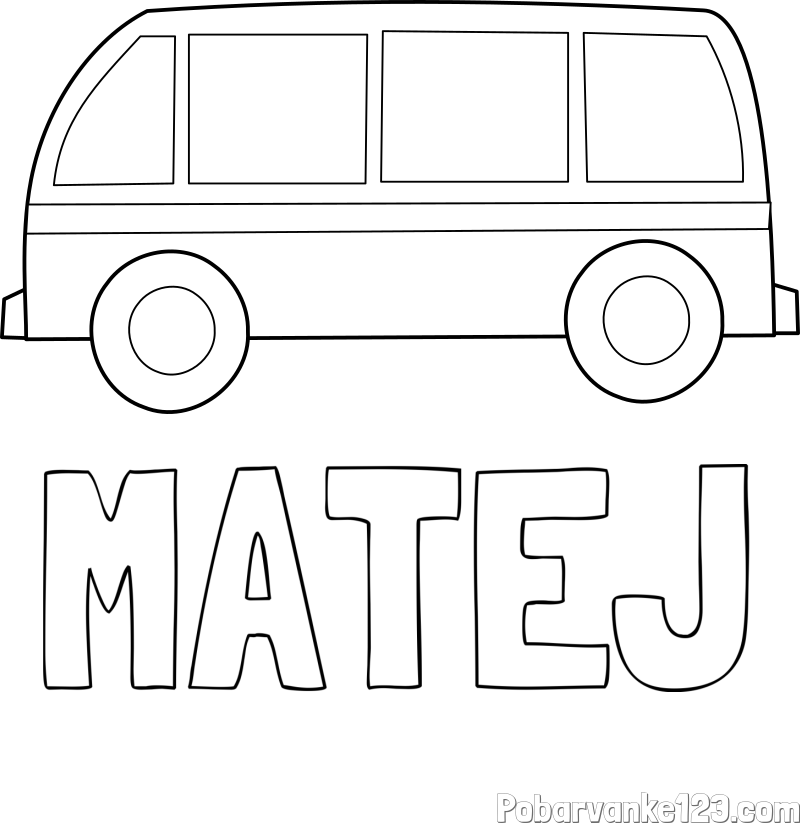 Pobarvanka imena MATEJ in avtobus