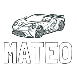 Online izdelana pobarvanka - Pobarvanka imena MATEO in Športni avtomobil