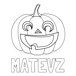 Online izdelana pobarvanka - Pobarvanka imena MATEVZ in pobarvanka nasmejane buče za noč čarovnic