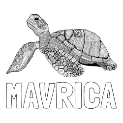 Online izdelana pobarvanka - Pobarvanka imena MAVRICA in pobarvanka velike želve - mandale