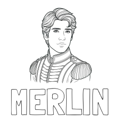 Online izdelana pobarvanka - Pobarvanka imena MERLIN in pobarvanka princa