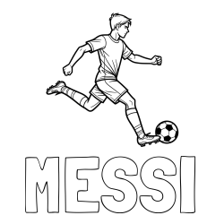 Pobarvanka imena MESSI in pobarvanka nogometaša v napadu