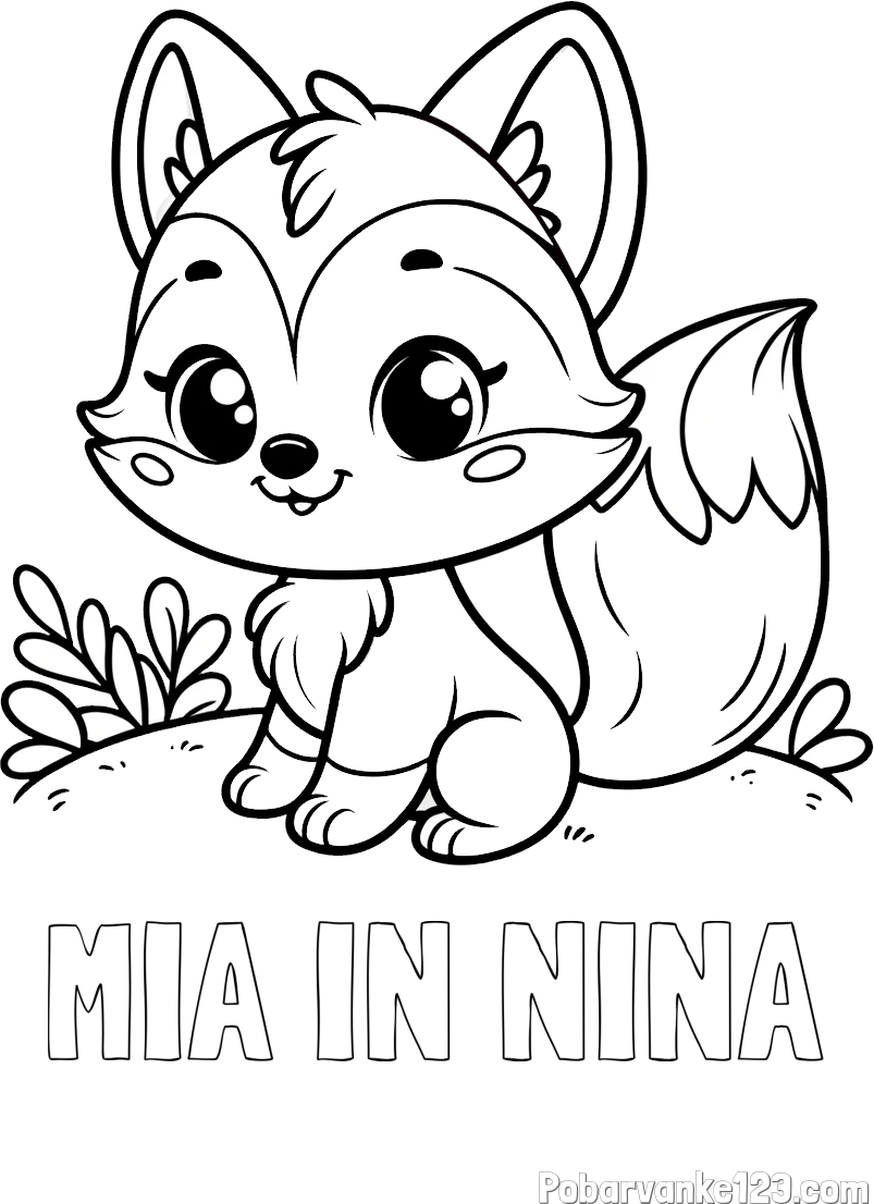 Pobarvanka imena MIA IN NINA in pobarvanka lisičke