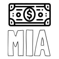 Online izdelana pobarvanka - Pobarvanka imena MIA in otroška pobarvanka bankovca