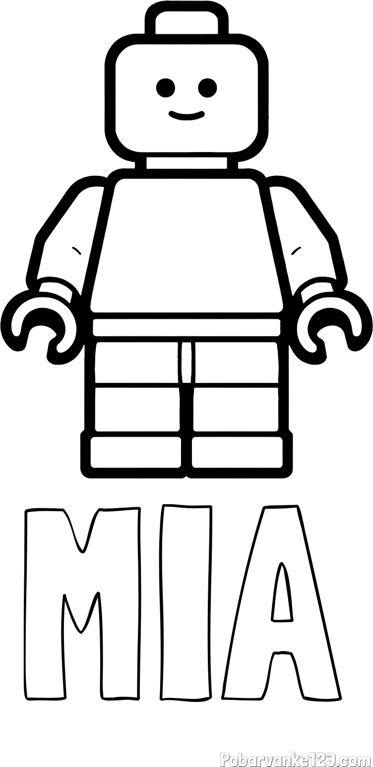Pobarvanka imena MIA in pobarvanka LEGO figurice fanta