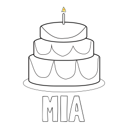 Online izdelana pobarvanka - Pobarvanka imena MIA in pobarvanka poročne torte
