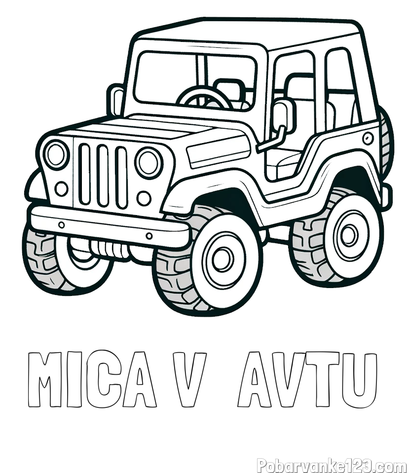 Pobarvanka imena MICA V  AVTU in preprosta pobarvanka jeep-a