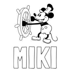 Online izdelana pobarvanka - Pobarvanka imena MIKI in pobarvanka Miki Miške (Mickey Mouse)