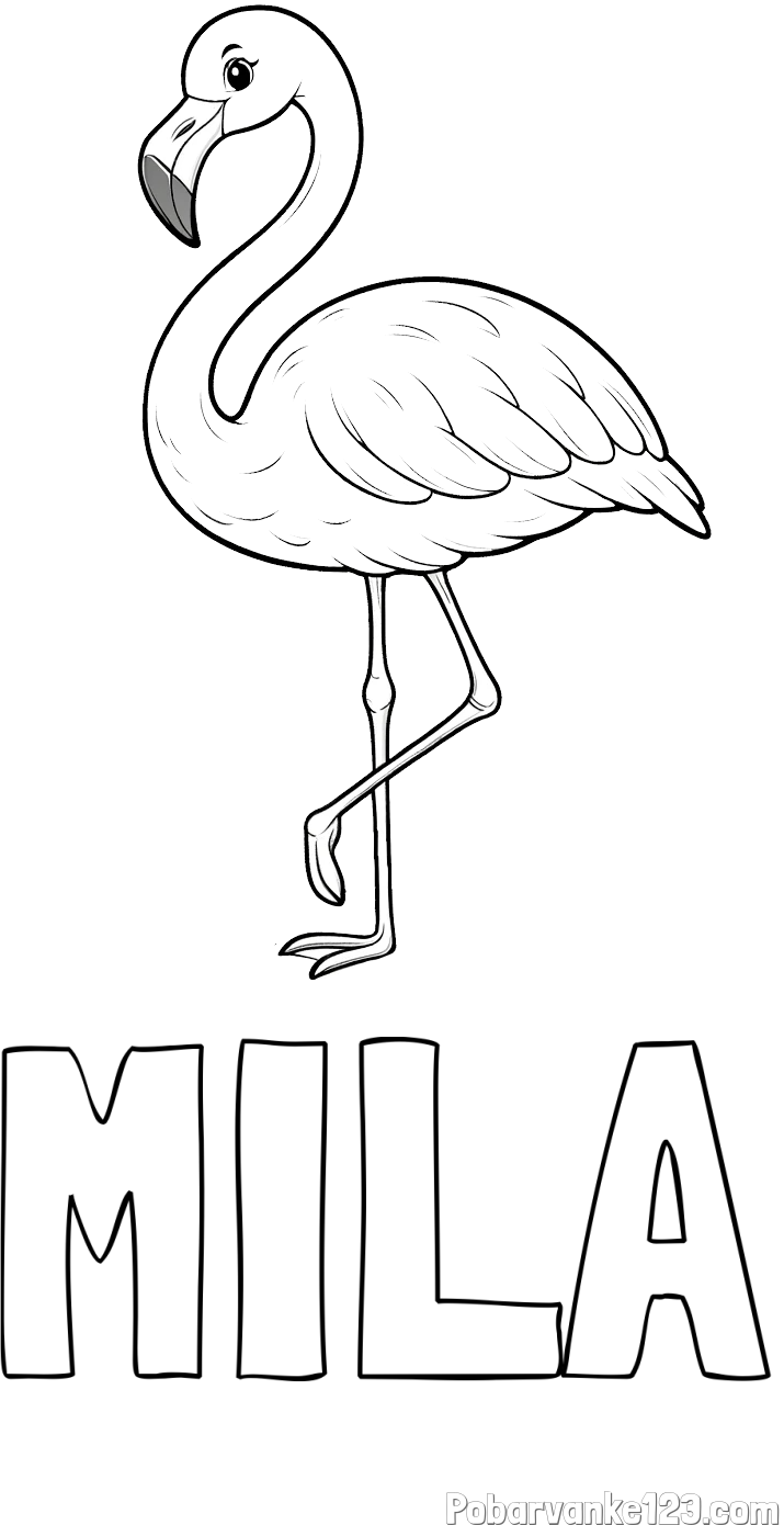 Pobarvanka imena MILA in pobarvanka flaminga