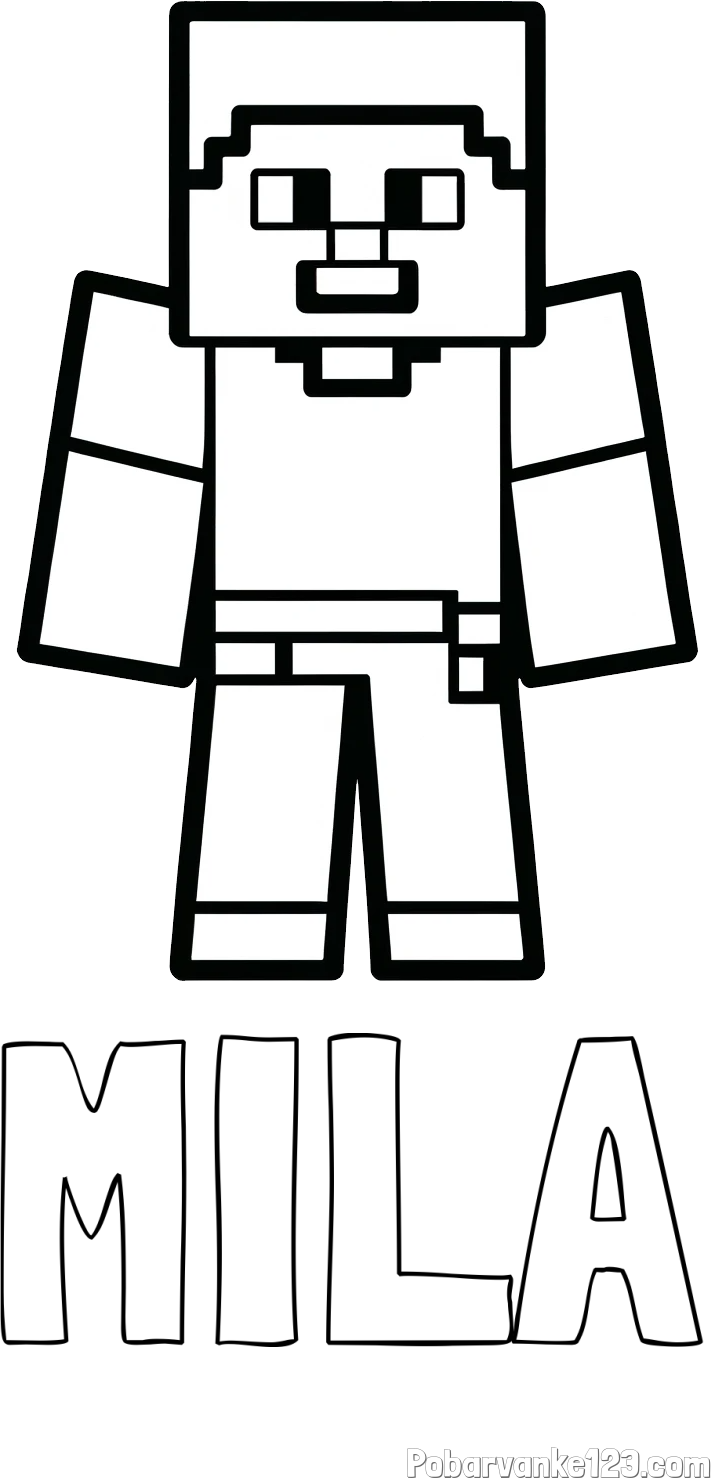 Pobarvanka imena MILA in pobarvanka Minecraft figurice