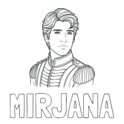 Online izdelana pobarvanka - Pobarvanka imena MIRJANA in pobarvanka princa