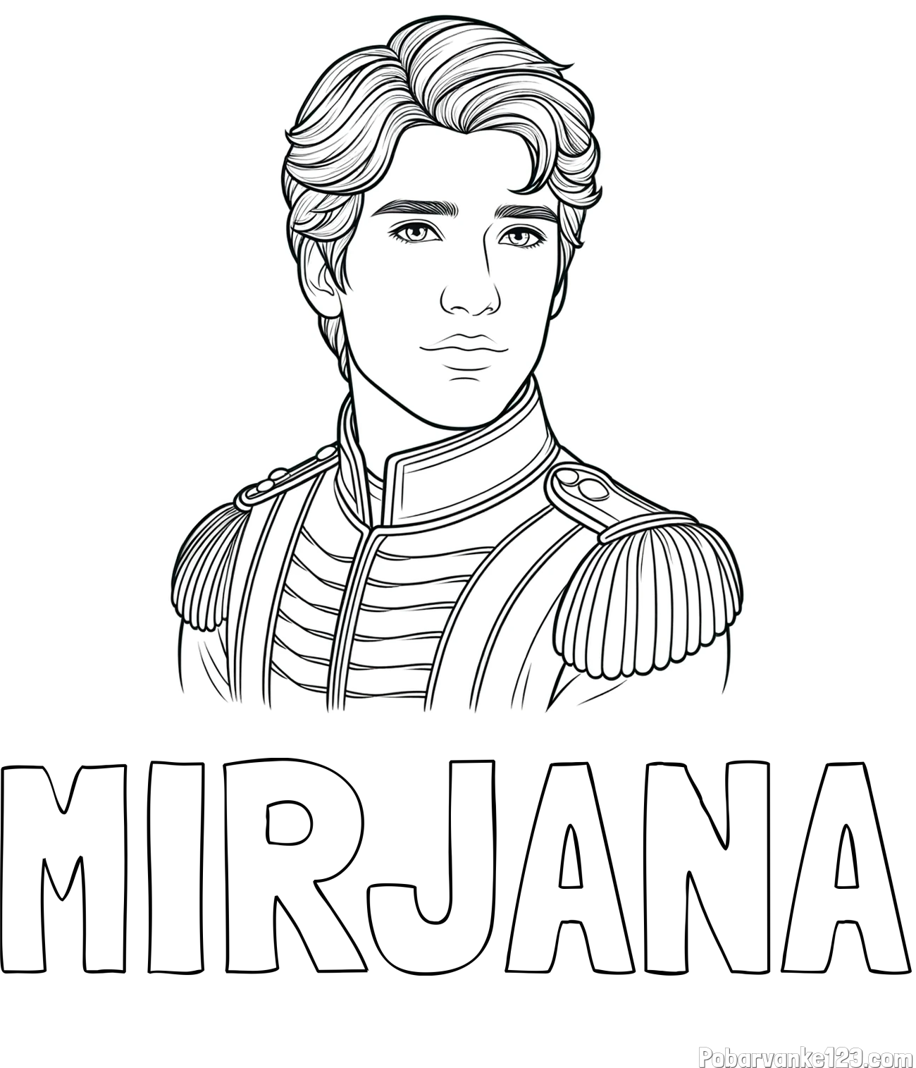 Pobarvanka imena MIRJANA in pobarvanka princa