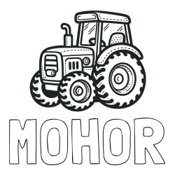 Online izdelana pobarvanka - Pobarvanka imena MOHOR in pobarvanka čudovitega traktorja